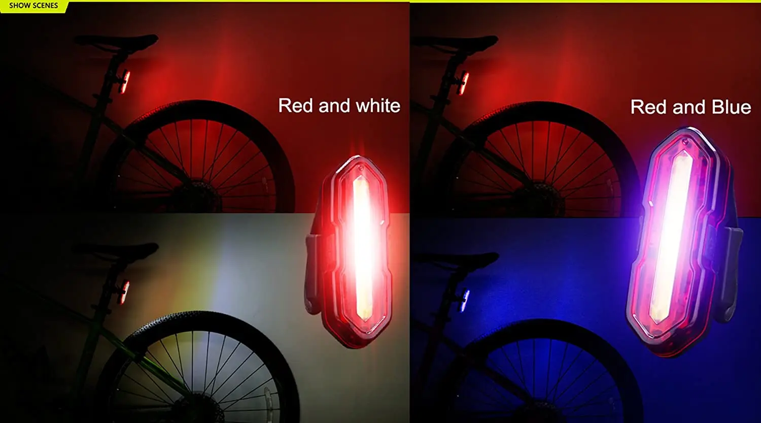 New Image Bright USB Waterproof LED Light for Scooter Bike Spare Parts Double Color Display IPX4 Waterproof  Lamp Scooter Lights