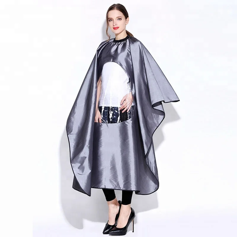 Vinnie customized barber capes with window water proof salon cape hair cutting gown for barber shop barber supplies