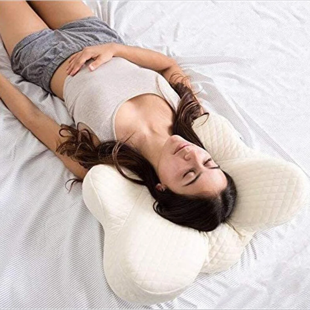 OEM Customized Wholesale Memory Foam Pillow Butterfly Shaped Cervical Orthopedic Memory Foam Pillows For Sleeping
