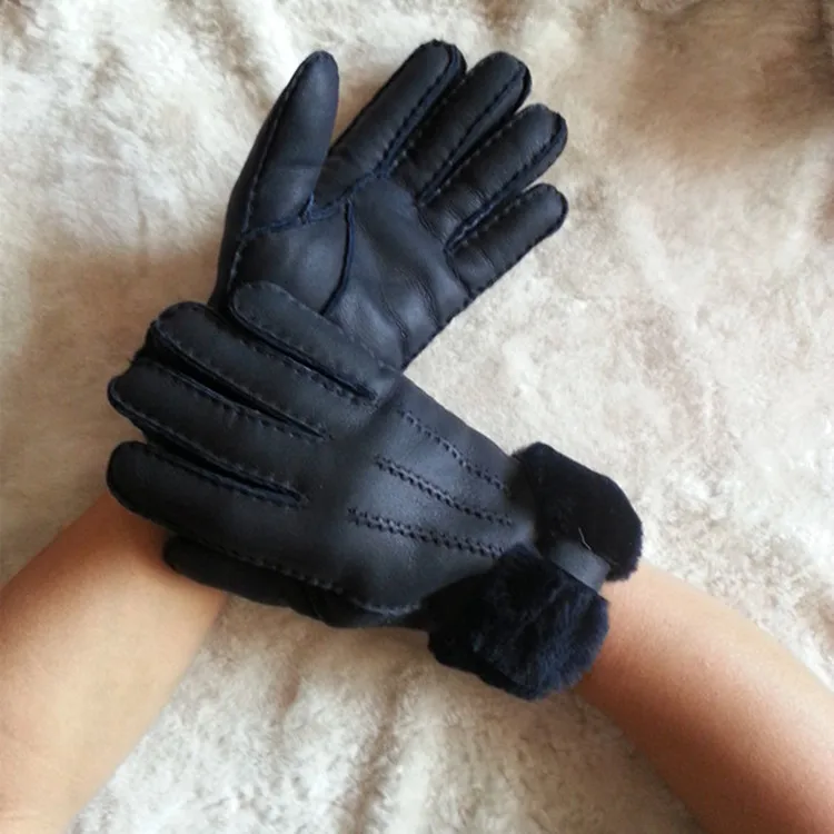 Ready To Ship New winter leather fashion warm custom women sheepskin Gloves Women men in 2025