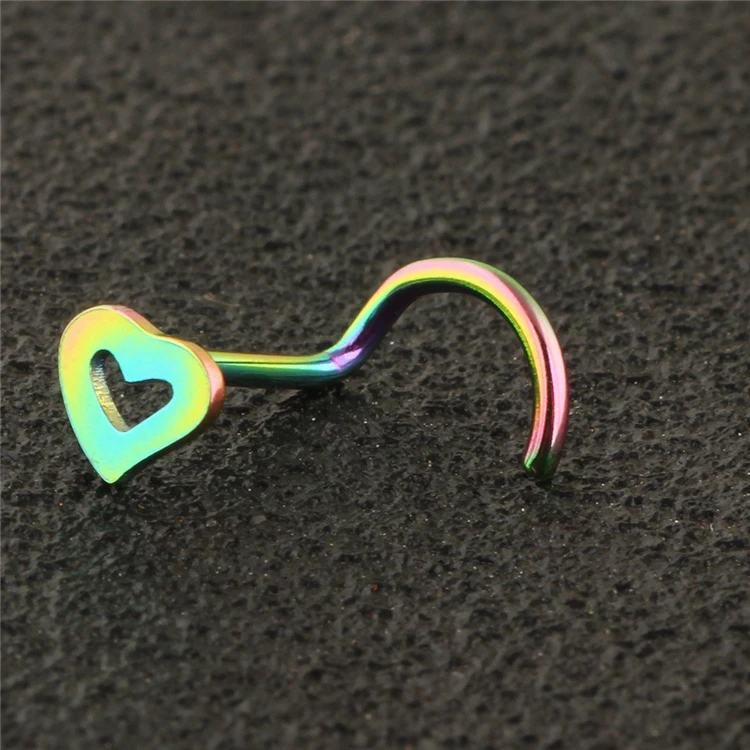  European and American fashion love curved hook nose nail stainless steel ring for piercing