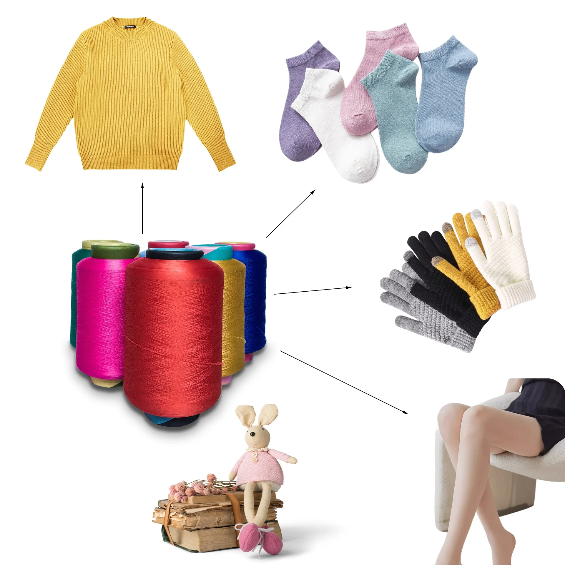 SCY Knitting yarn Single Covered Spandex Yarn Socks Knitting Yarn S,Z Twist