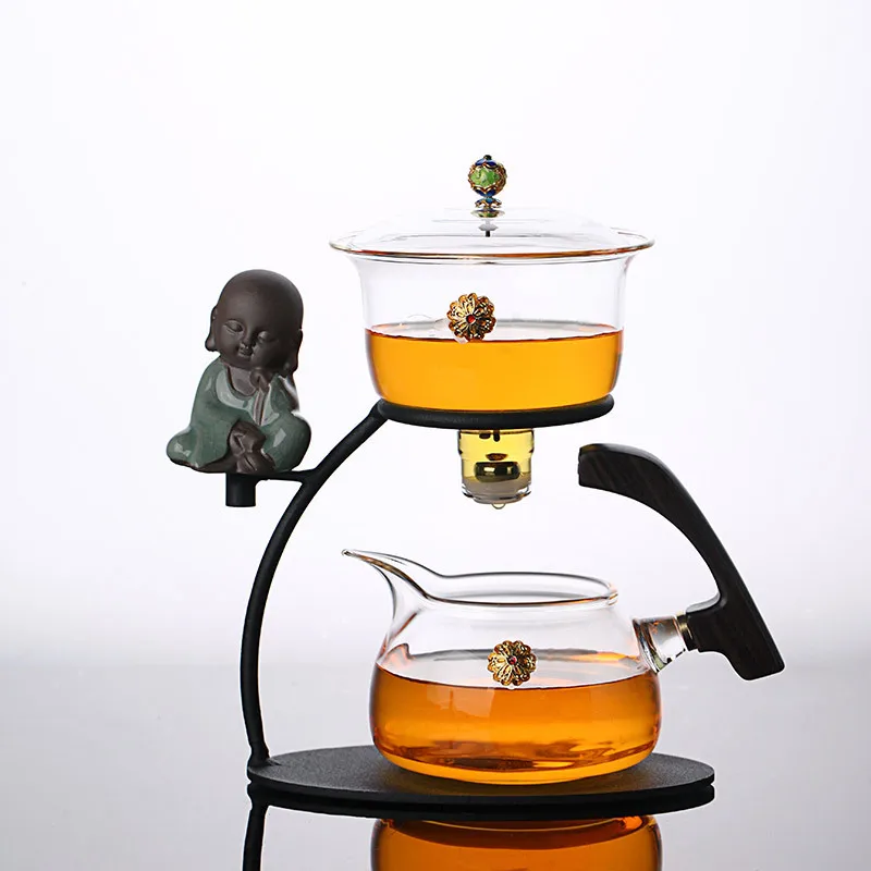 Household high borosilicate glass teapot automatic watering machine China kungfu tea set  with filter
