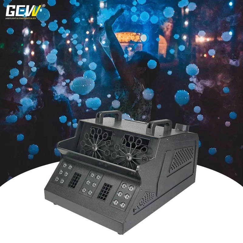 GEVV Hot Selling Stage Effects DMX 512 LED RGB Double Head Smoke Bubble Machine For Party Wedding Stage Show