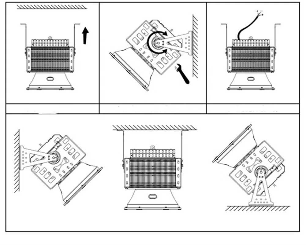 Biumart LED Tower Crane Light IP65 Waterproof 300-2000W White Light Searchlight Construction Site Lighting