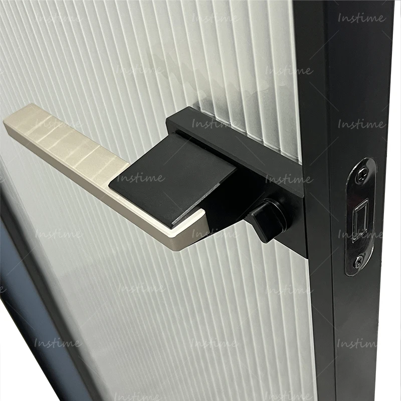 Instime Lifetime Warranty Hurricane Impact Black Glass Aluminum Profile Resistor Aluminum Entrance Casement Door For House