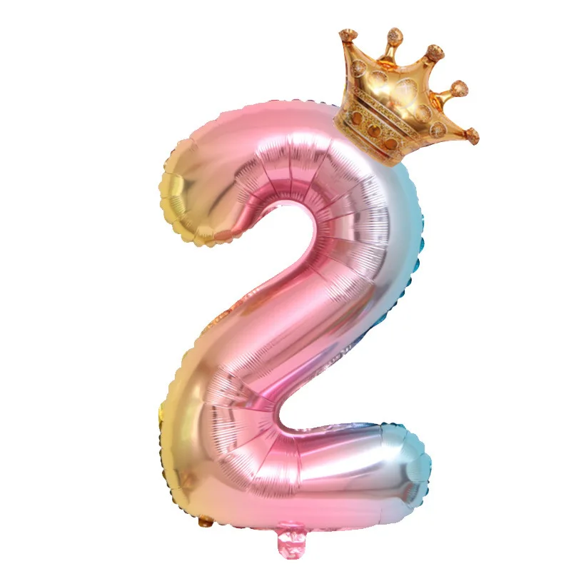 Birthday balloons 1st birthday ballon crown balloon foil number 32inch rose gold foil balon happy birthday decor kids girls