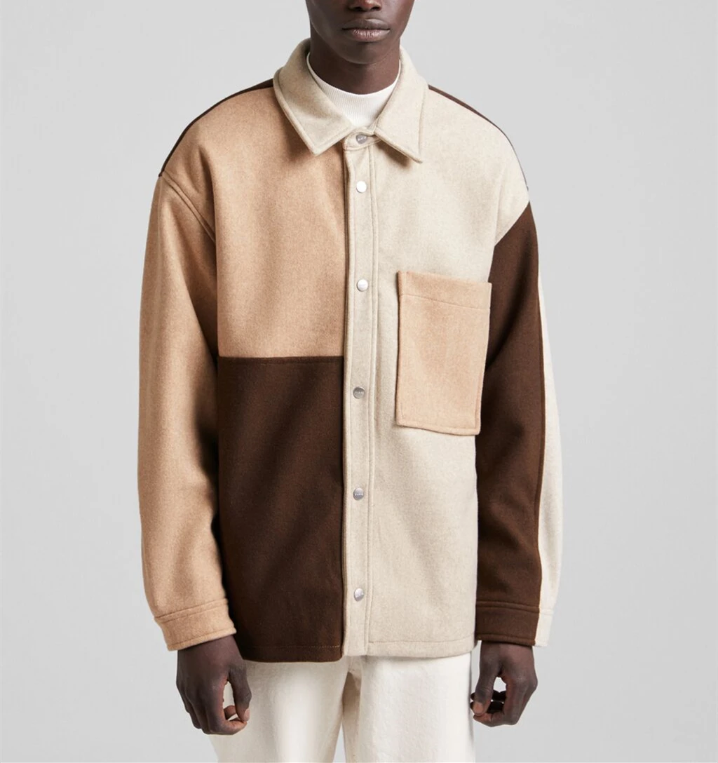 Customize Autumn Casual Long Sleeve Patchwork Jacket for Men