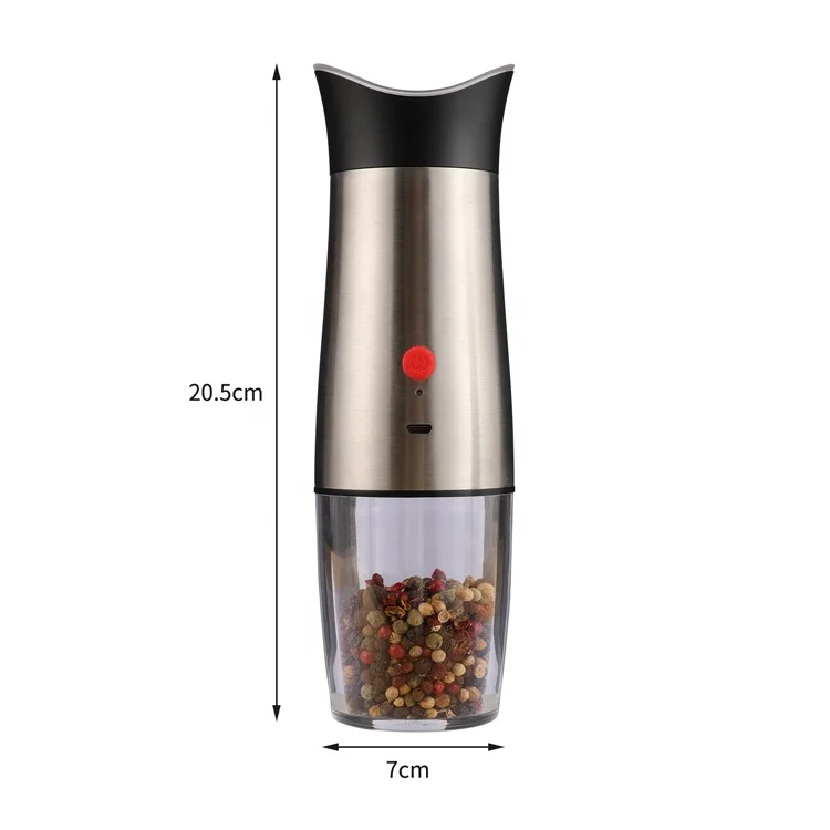 USB Rechargeable Electric Ceramic Gravity Salt and Pepper Grinder Adjustable Coarseness for Spice Grinding