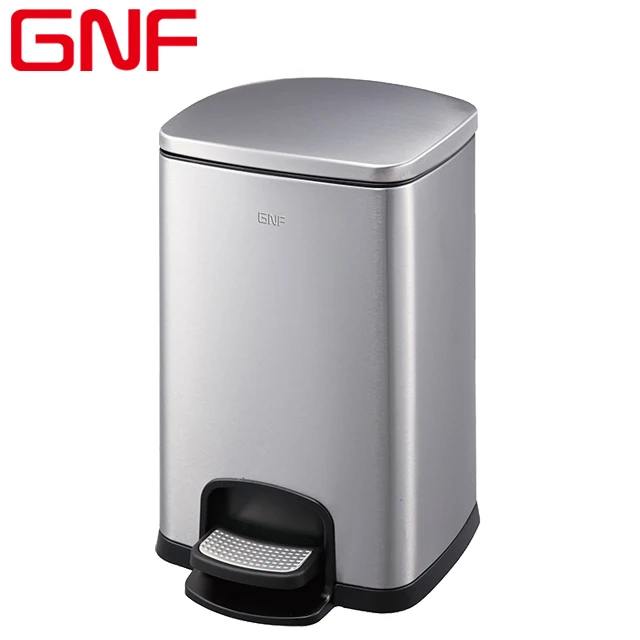 GNF 8L stainless steel square pedal bin kitchen food waste pedal bin metal diaper pail