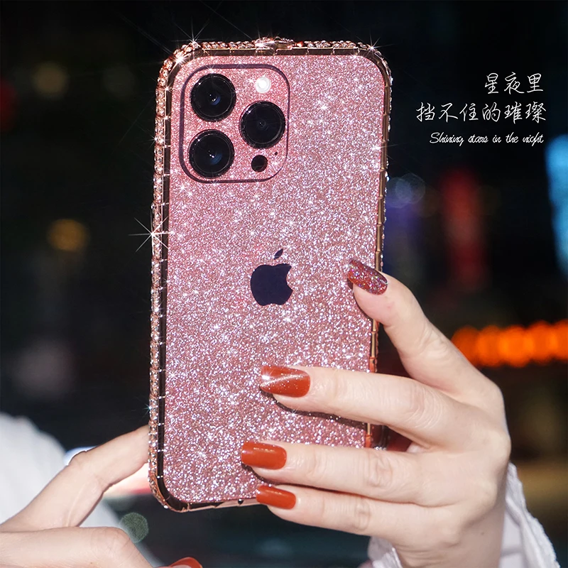 Glitter Diamond  Luxury Metal Frame Diamond Case Bumper for iPhone 14