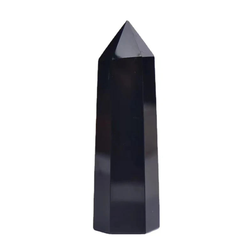 Wholesale Natural Quartz Healing Black Obsidian Stone Point Tower Crystal Wand For Home Decoration