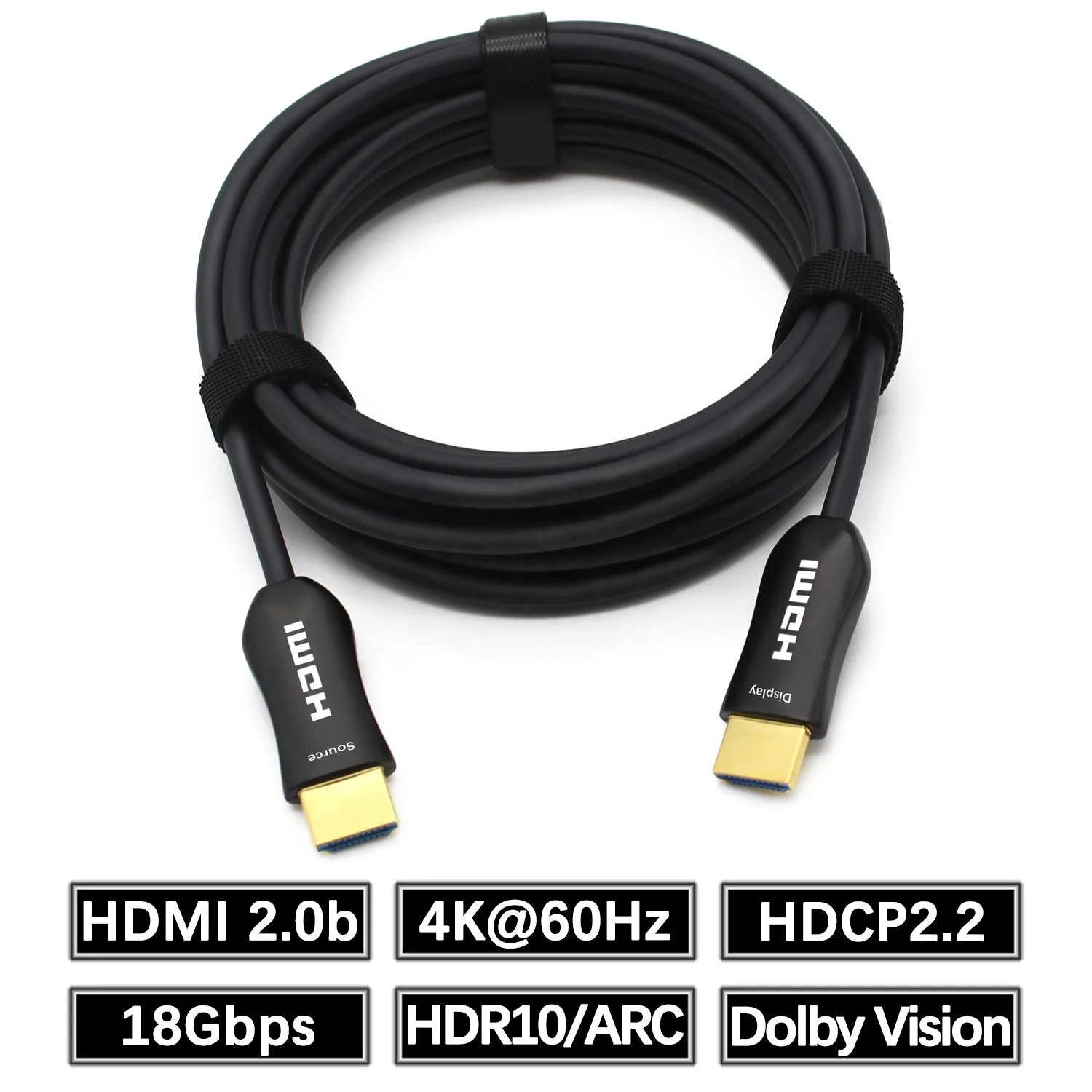 
10m 15m 20m 30m 50m Gold 4k 2.0 3D 18Gbps 60hz AOC fibers HDMI Cable 