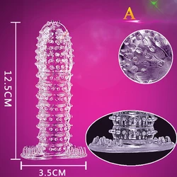 Reusable Penis Sleeve Big Cock  Men Enlarger Realistic Dildo Toy Wearable Penis Sleeve Silicone Condom
