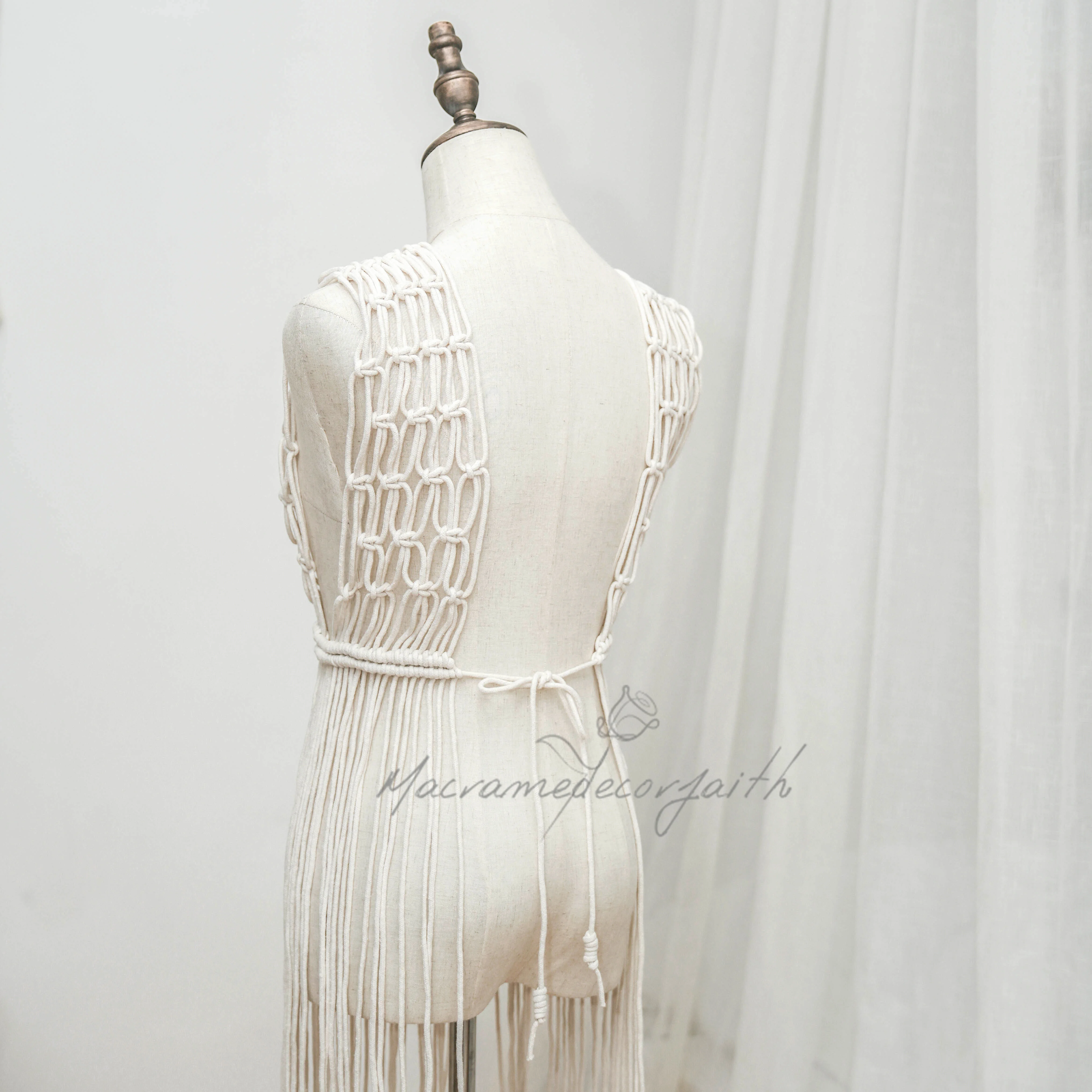 Woman Party Wear Dress Festival Outfit Beachwear Handmade Macrame Clothes Dresses