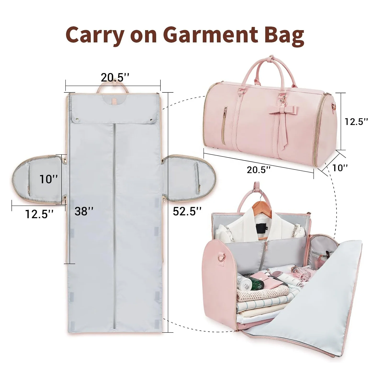 Wholesale Women Trendy PU Leather Suit Bags Travel Garment Bags Travel Dress Storage Duffle Tote Bags with Butterfly