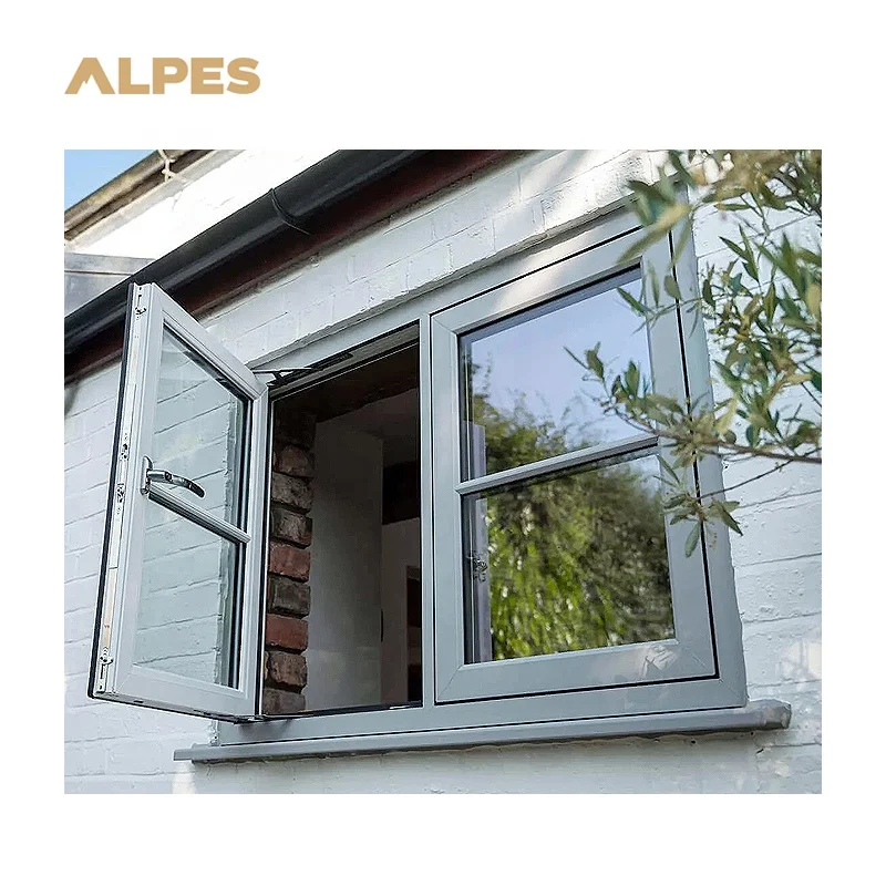 Альпы современный дизайн Upvc двойное остекление раздвижные окна пластиковые створчатые качели открытый стиль звукоизоляционные для отеля применение Горизонтальное