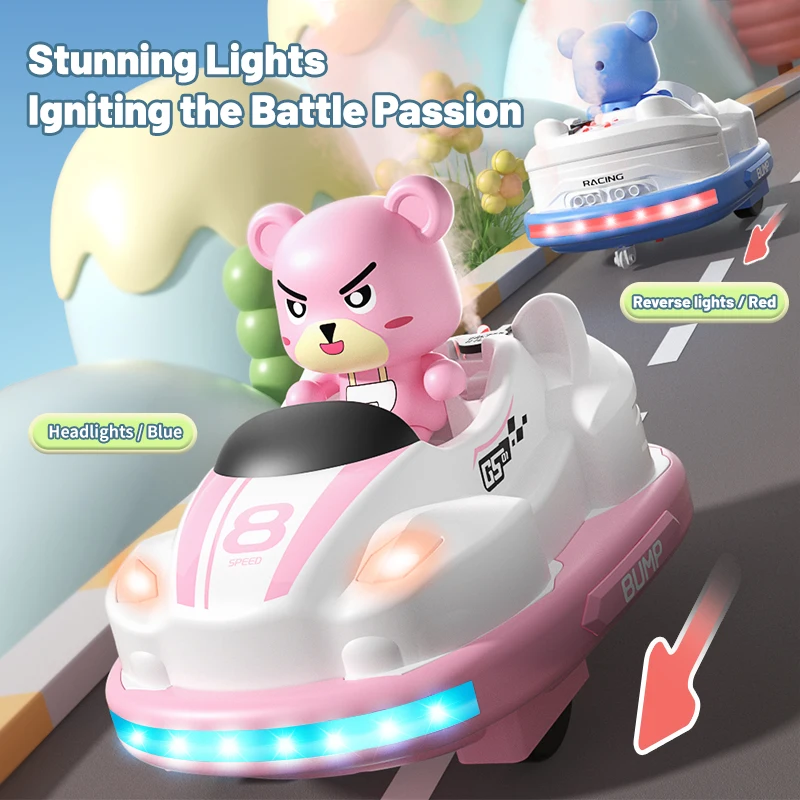 Rc battle bumper car set with music light spray 2 players racing car game family party