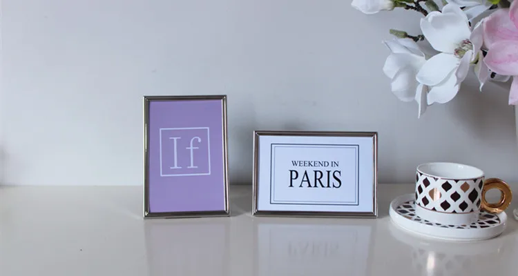 
open painting simple pattern edge stitching metal glass photo frame 