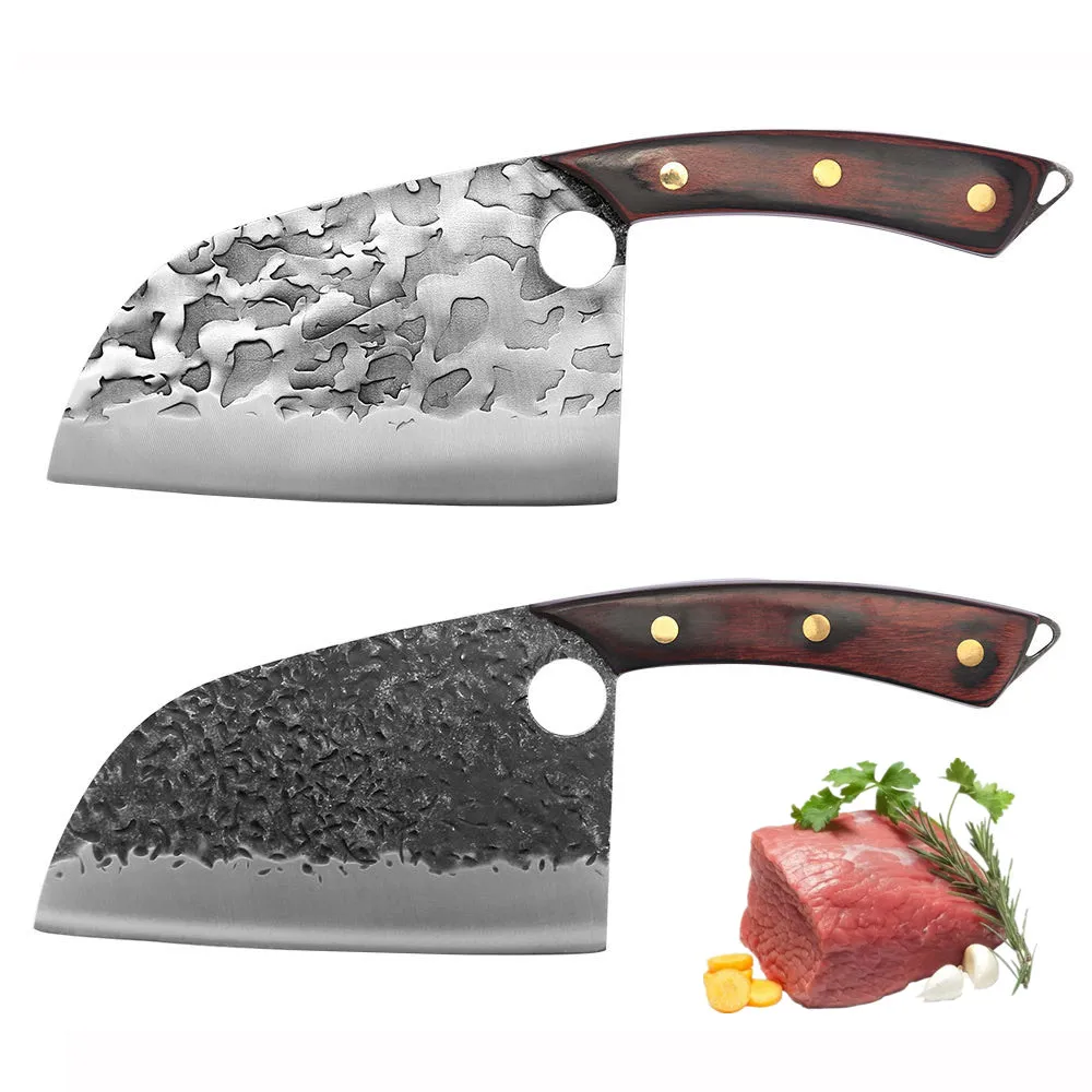 7 Inch Heavy Duty Finger Hole Vegetable Meat Cutting Semicircle Sliced Big Chinese Cleaver Kitchen Knife