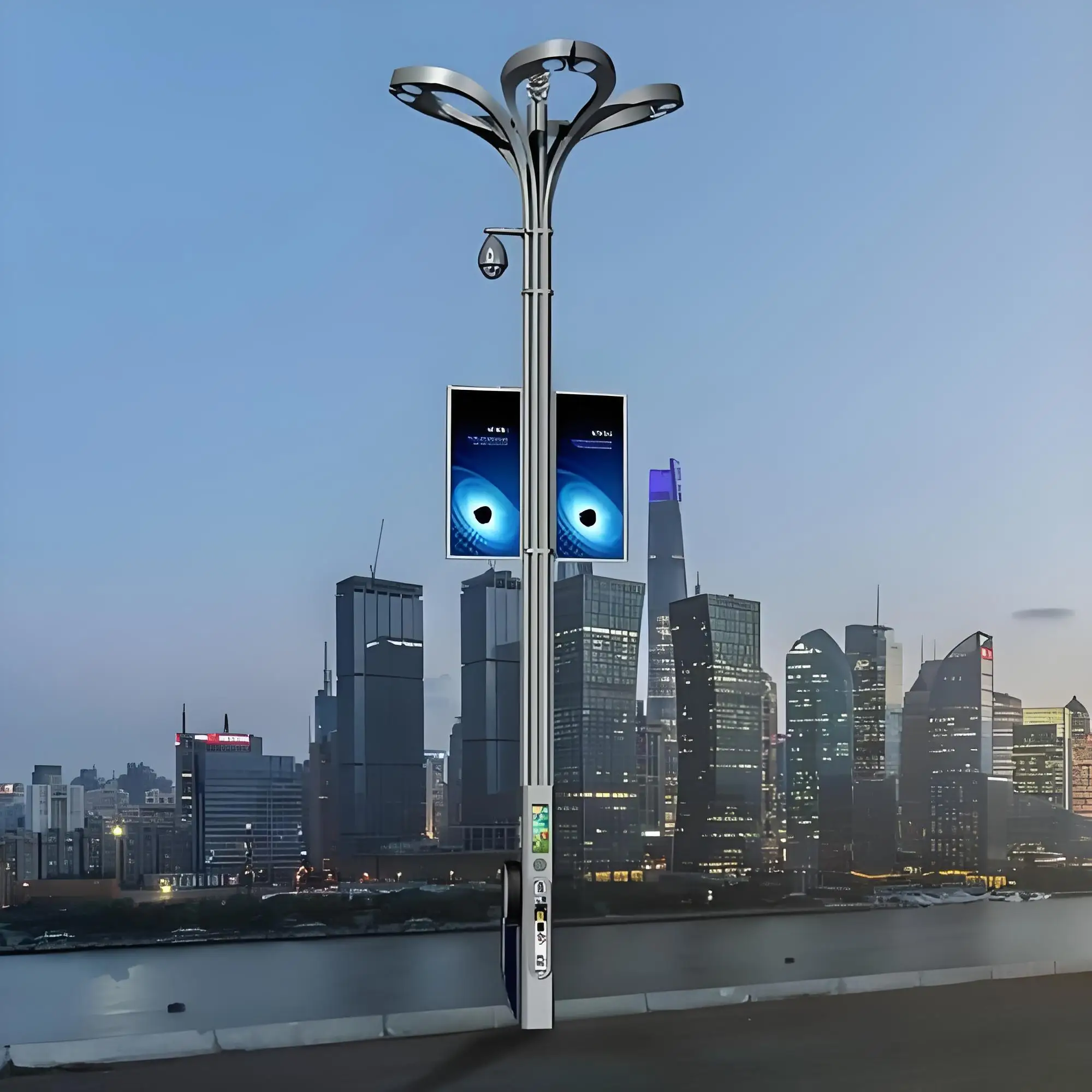 Outdoor Waterproof Smart City Street Light HD Monitoring Screen Display Remote Control