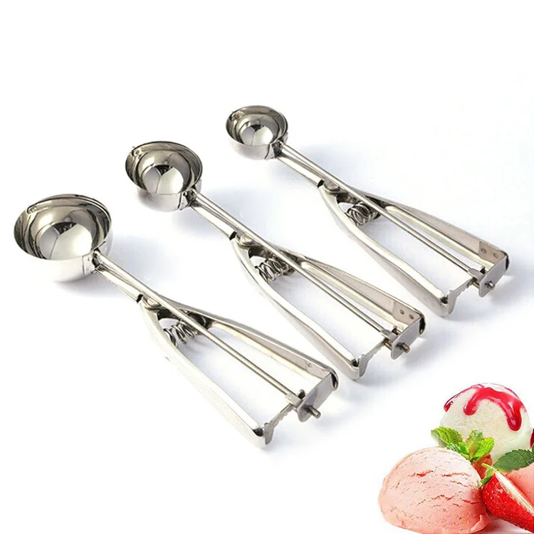 Stainless steel spoon kitchen ice cream mashed potatoes watermelon jelly cookies spring Handle Scoop