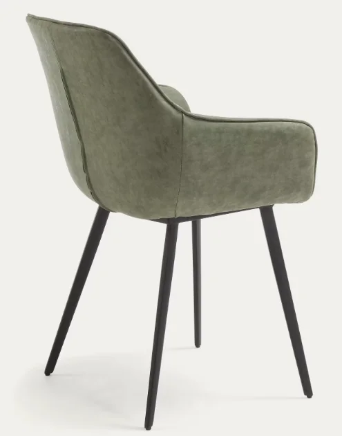 Velvet Decorated Amira chair in polyurethane and black finish steel legs
