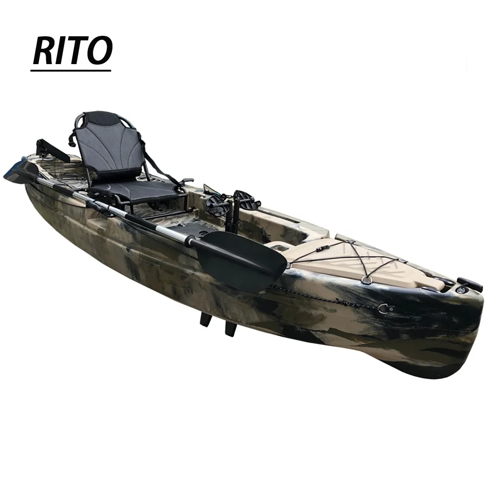 3.23m 10.6ft rotomolded single sit on top wide cheap ocean leg fishing kayak with foot flap pedal drive