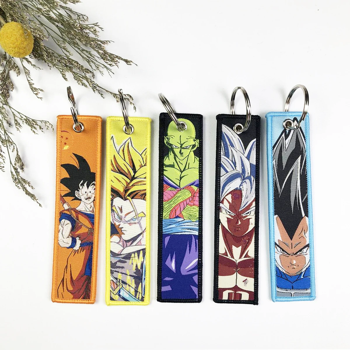 Wholesale 1000 Jet tag Embroideryc Anime Keychain  Demon Slayer Double-sided Keychain Motorcycle Car Anime Embroidery Keychain