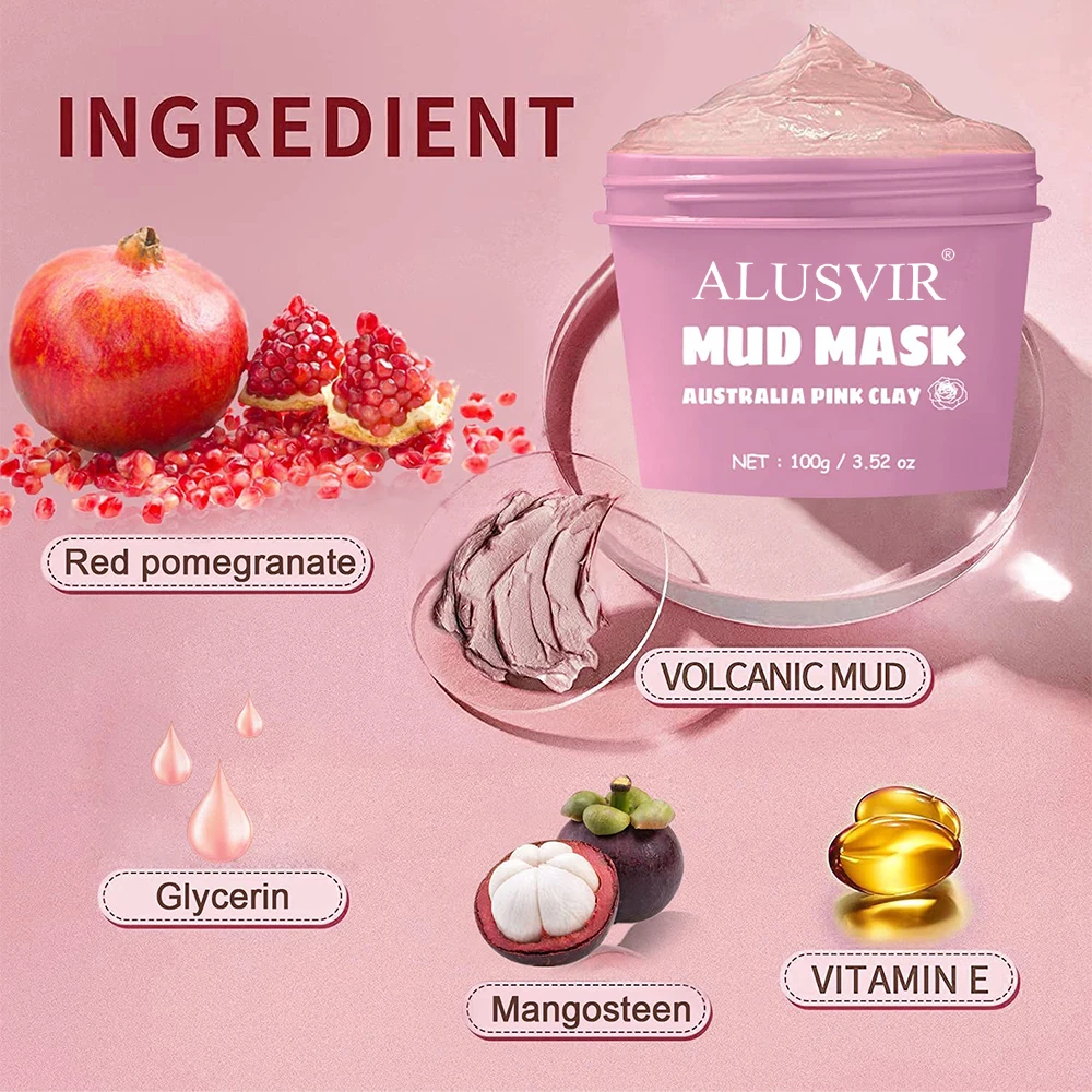 Organic Facial Acne Cleansing Moisturizing Whiten Face Mask Pink Clay Mud Masks Vegan Australian Private Label Claymask Beauty