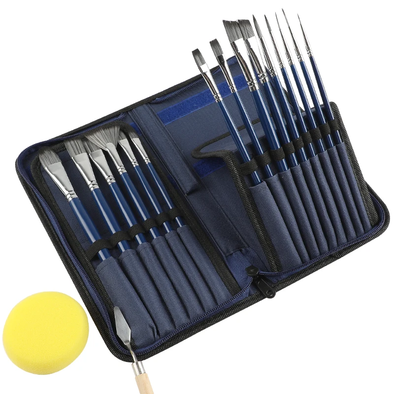 Оптовая продажа 15 различных размеров профессиональные наборы художника масляные акварельные акриловые нейлоновые волосы художника набор кистей для рисования