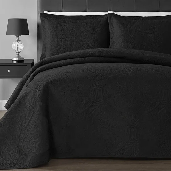 Manufacture Coverlet Set with Shams Ultrasonic Quilt Sets Bedspread 3 Piece in Solid Color