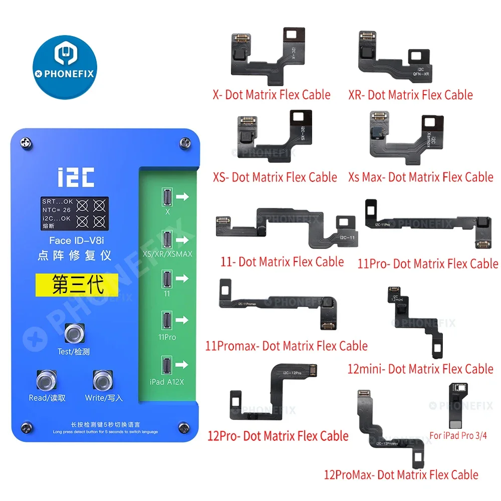 iPhone X-11 Pro Max 12 Mini Face Dot-matrix Repair i2C Face-14 Programmer Fix Face ID Failure