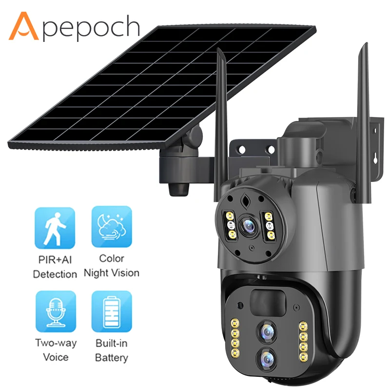2024 New 10X camera de surveillance sans fil de maison exterieur solaire maison wifi para casa 360 cameras de vigilancia