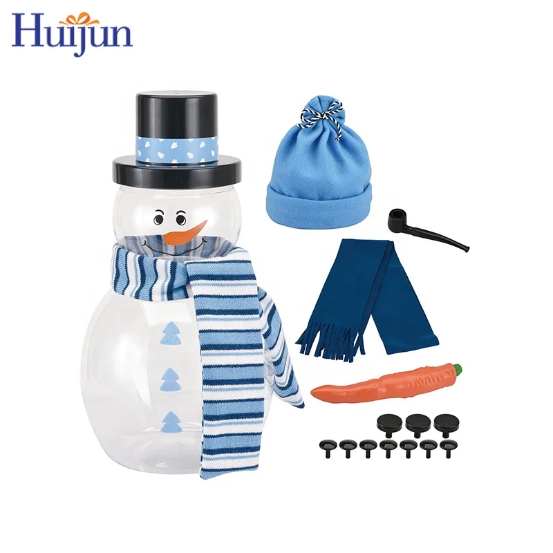 Friendly Winter Outdoor Activity Toy Christmas DIY Snowman Blue Dressing Tool Kit With Snowman Making Jar Snowman Decorating Kit