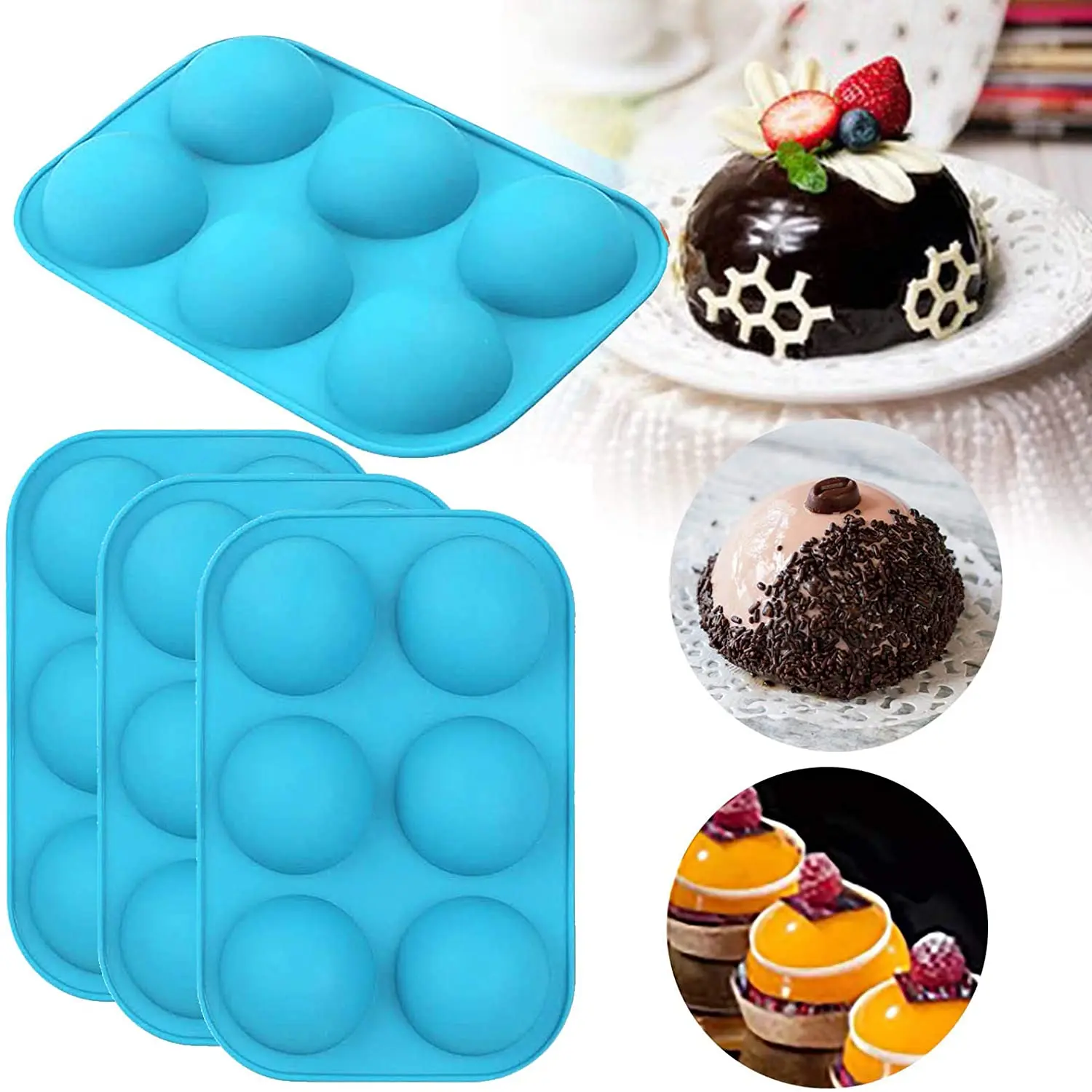 
Hot Sale Round Shape Silicone Dessert And Cake Baking Mold For Holidays 