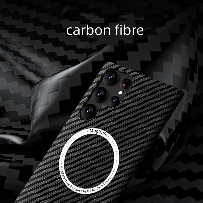 Galaxy case for Samsung S23 Ultra carbon fiber phone case S21 S22  inclusive magnetic absorption PC ultra-thin protective xase