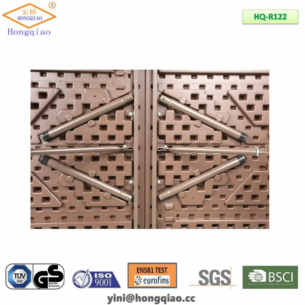 Plastic outdoor furniture, 1.22m blow mold tables for catering use, 4ft folding patio table with metal legs