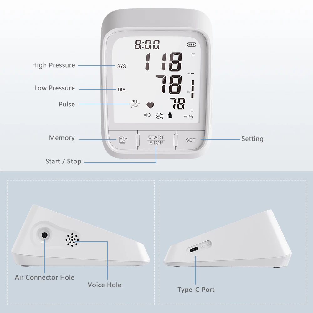 Wholesale Home medical device mini blood pressure monitor rechargeable sphygmomanometer bp monitor machine