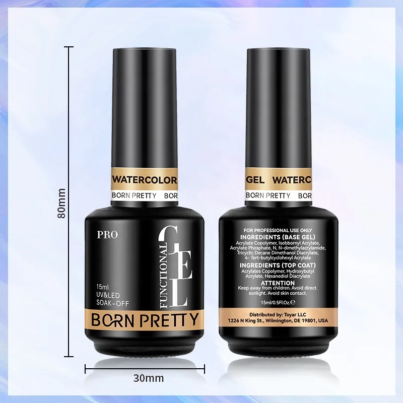 BORN PRETTY 15ml Watercolor Nail Gel UV LED Marble Nails Blooming Semi Permanent Soak Off Nail Art Gel Varnish