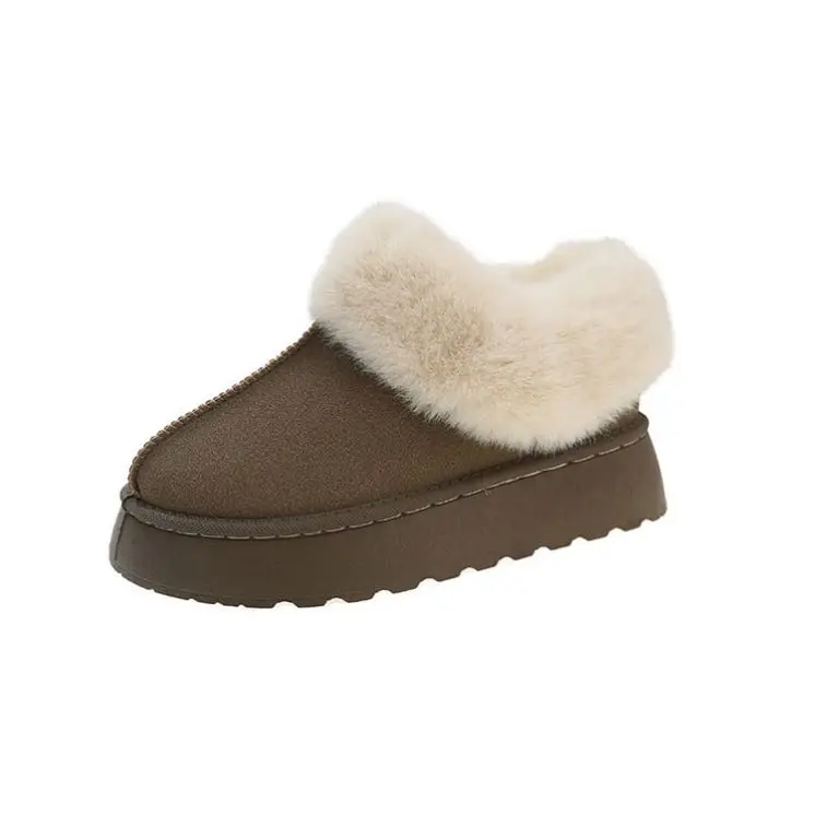 Custom Winter Warm Soft Unisex Thick Heel Sole Platform Real Shearling Fluffy Sheepskin Slippers for Women