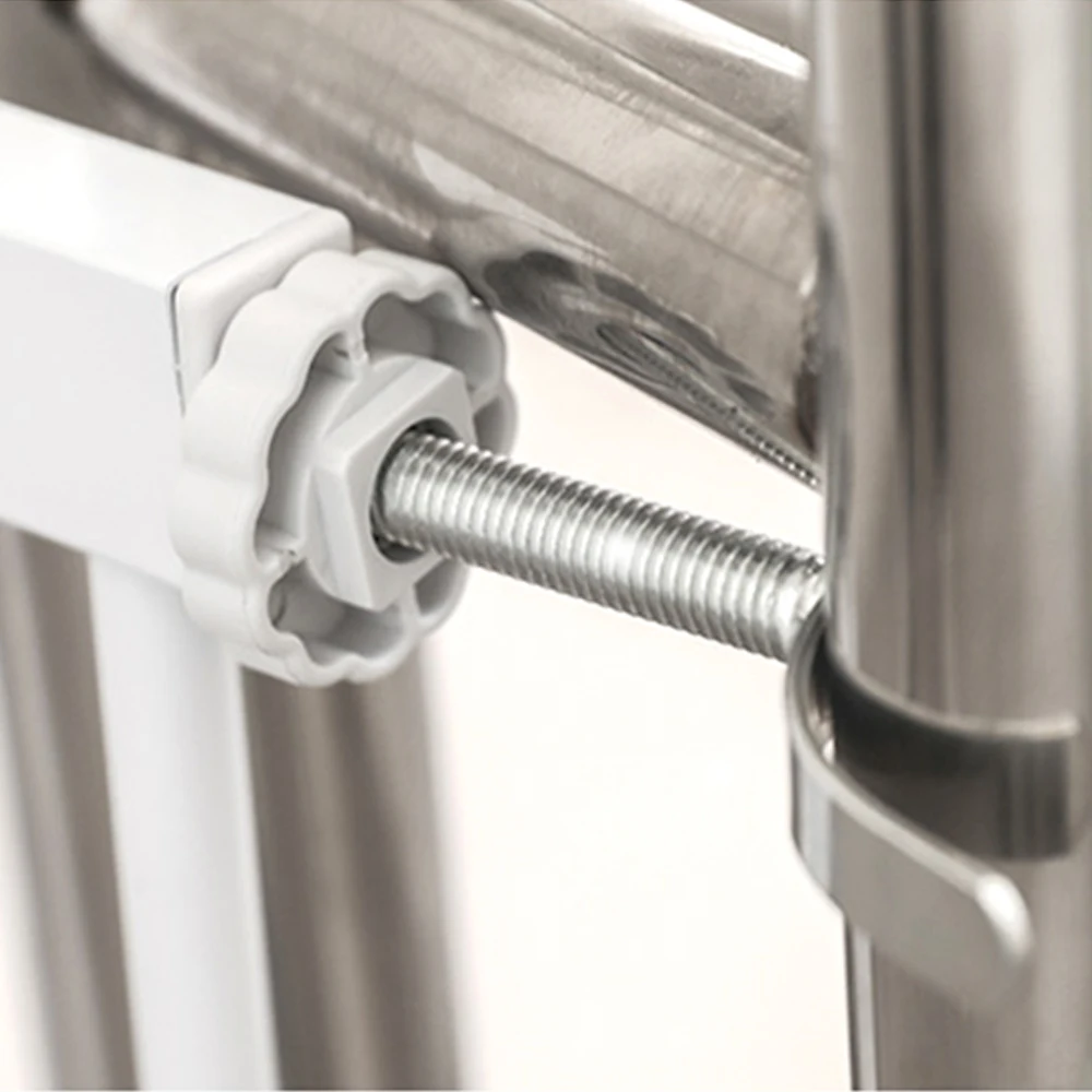 White Safety Baby Gate Easy Installation Durable Metal Child Stair