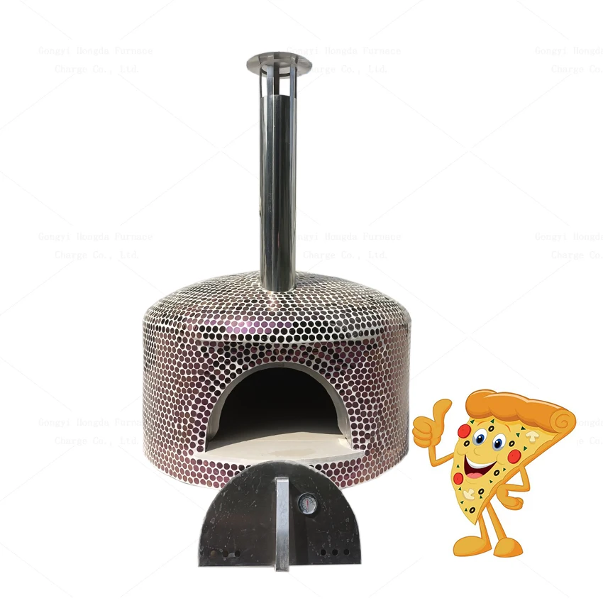 spinning cart handmade custom outdoor kitchen wood fired pizza oven clay restaurant pizza equipment wood oven