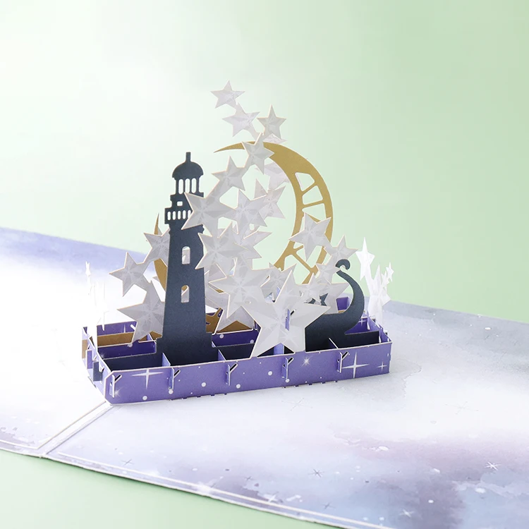 Custom greeting cards Handmade holder Happy Ramadan Eid 3D pop up invitation card