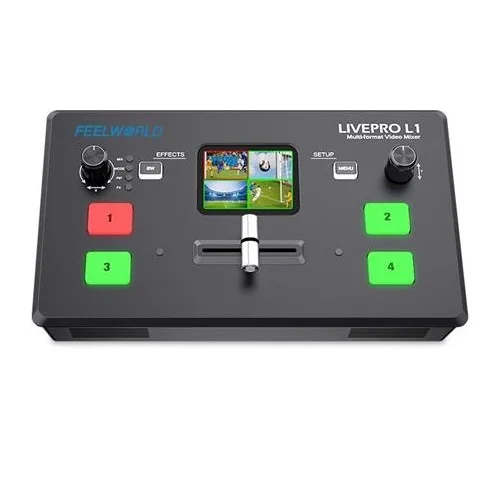 Feelworld Livepro L1 V1 Multi-Format Video Mixer Live Streaming to Youtube by USB 3.0 Output and 4 HDM Inputs for Sports Events