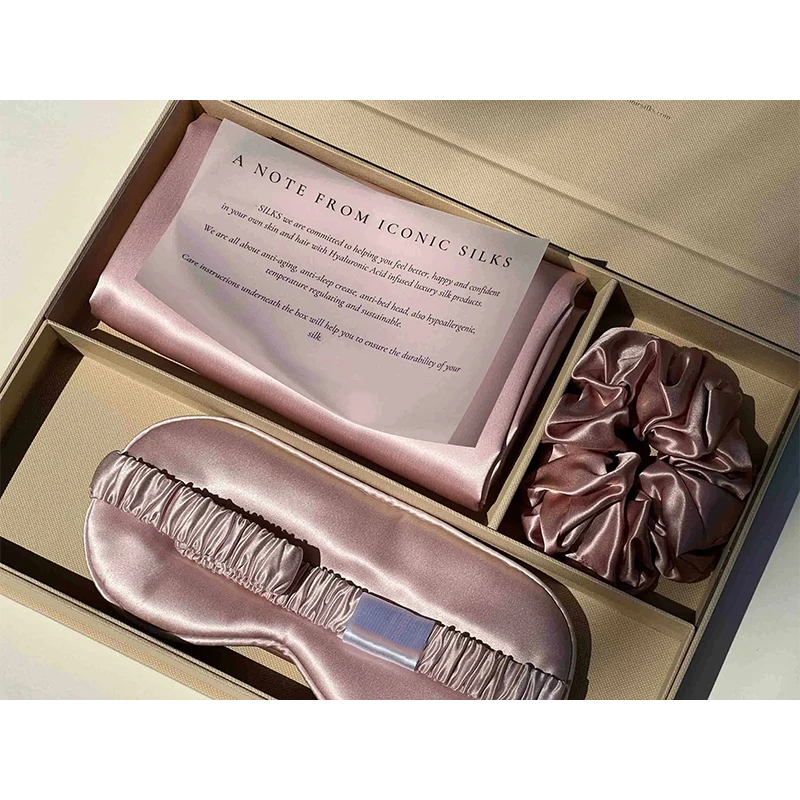 22 Momme 6A Grade 100% Mulberry Silk Pillowcase Custom Silk Pillow Case Gift Set With Silk Eye Mask