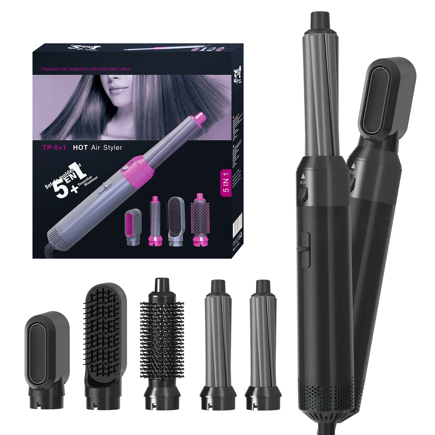New Trend 5 In 1 Hair Air Wrap Styler hot air brush Hair Dryer Hot Air Brush Professional hair  Styling Tools