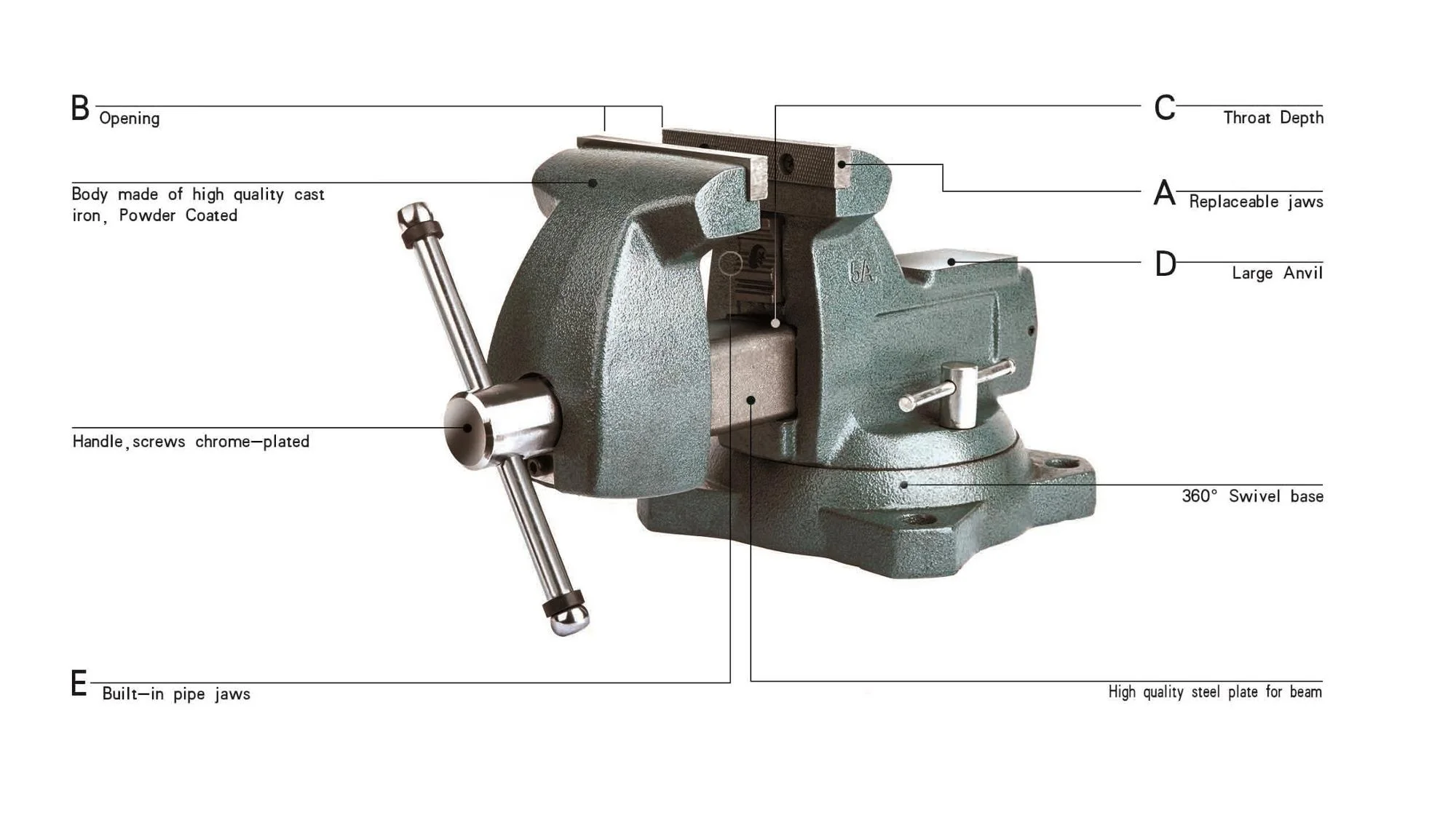 
CNC Milling machine action iron bench vice 7408 series square steel swivel pips jaws bench vice 