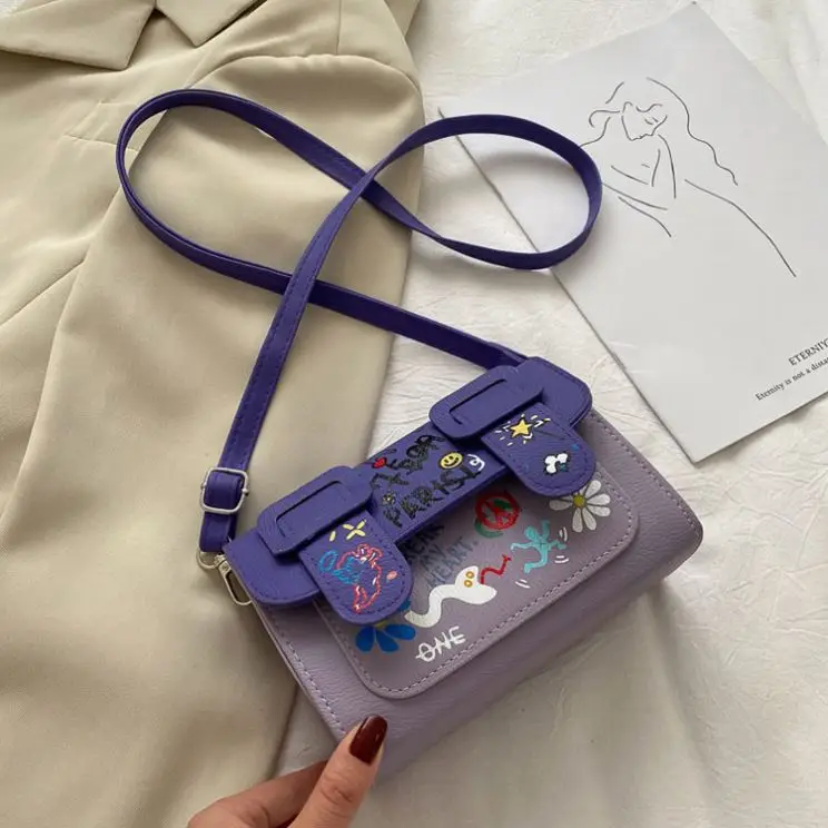 
Graffiti Niche Color Matching Bag Female 2021 New Trendy Ins Shoulder Messenger Bag 