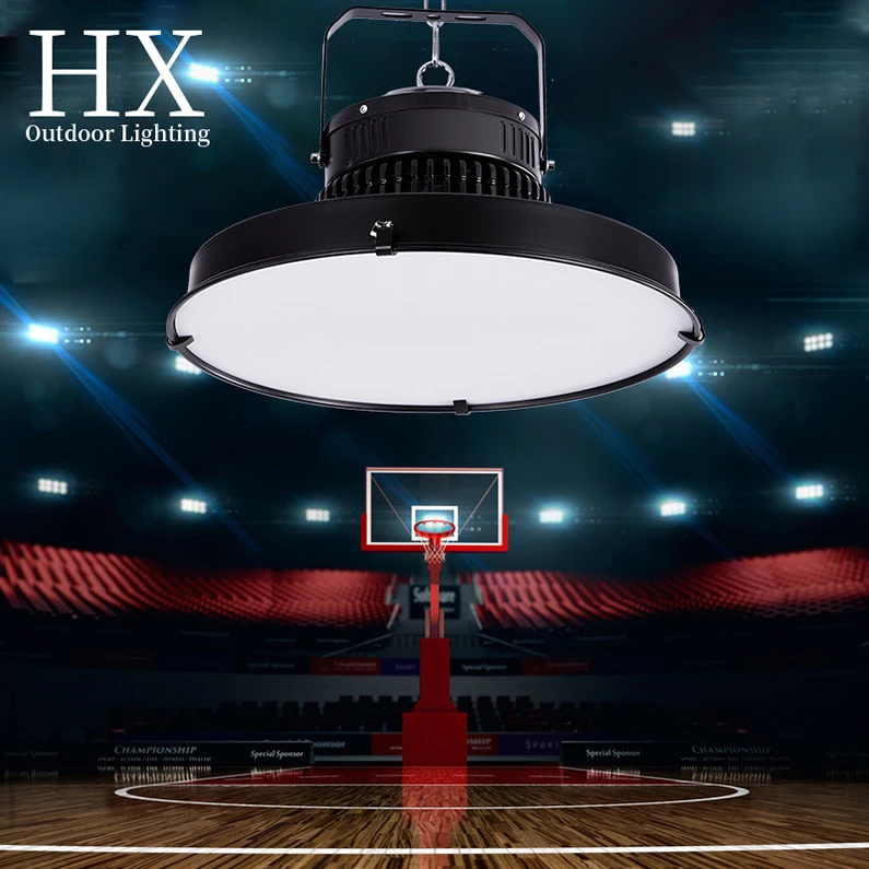 150W Indoor basketball court led stadium lighting goods 220v sport gym round floodlight Warehouse light flood lamp with stand
